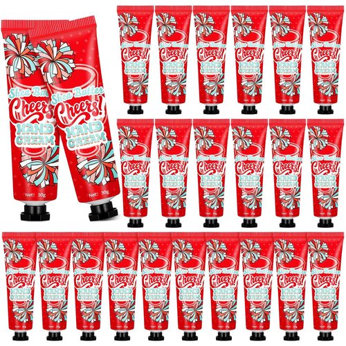 Dansib 24 Pcs Cheer Team Homecoming Gifts Bulk Hand Cream Lotion Cheerleader Goodie Bag Stuffers Cheerleading Party Favors for Women Football Basketball Season Senior Night Items(Red)