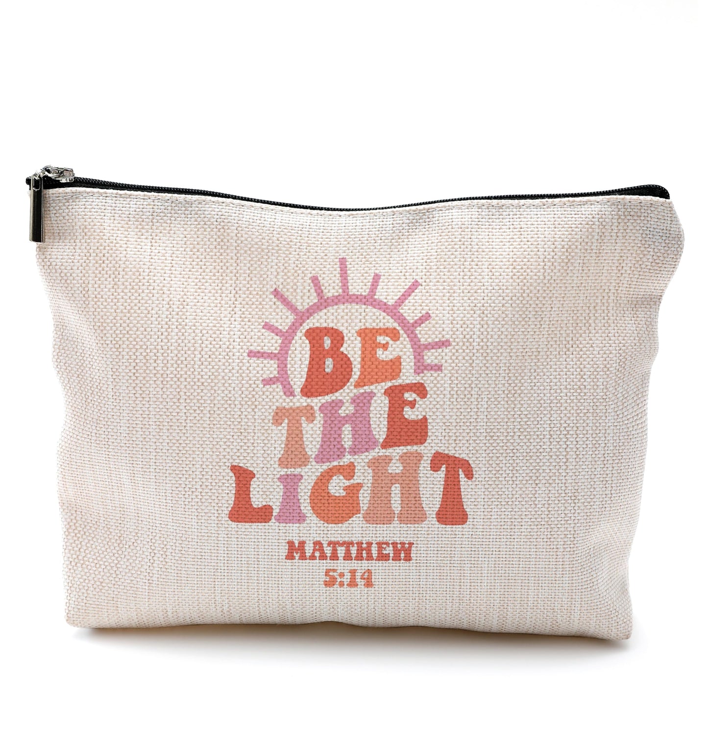 QGFM Christian Gifts for Women,Bible Verse Makeup Bag,Be The Light Cosmetic Bags With Zipper,Makeup Bag Gifts for Christian Women