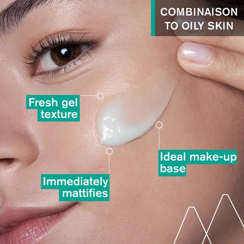 URIAGE Hyseac Mat Mattifying Gel-Cream | Primer & Moisturizer, Reduces Skin Shine, Absorbs Excess Sebum, Tightens Pores, Ideal Makeup Base, Light Cream, 40 mL / 1.35 oz