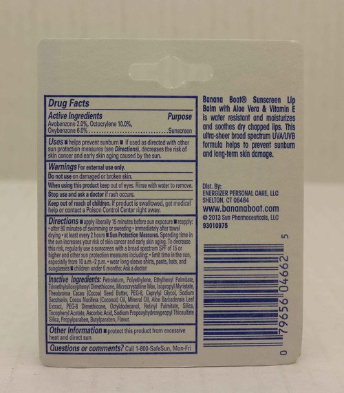 Banana Boat Aloe Vera Lip Balm SPF 45, 0.15 Ounce (10 Pieces)