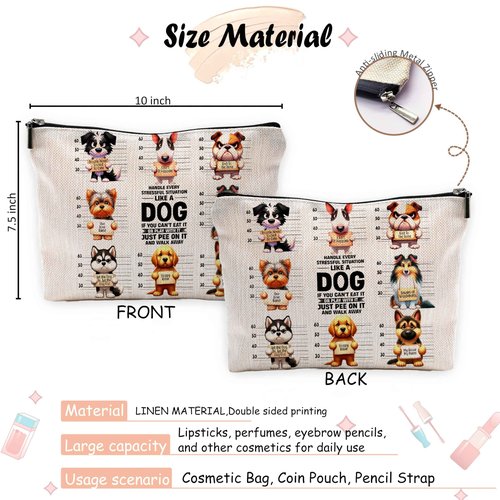 Dog Makeup Bag, Dog Mom Gifts, Dog Gifts for Women, Gifts for Dog Lovers, Cute Dog Puppy Cosmetic Bag Toiletry Bag for Women, Dog Owner Gifts for Women, Dog Mom Stuff