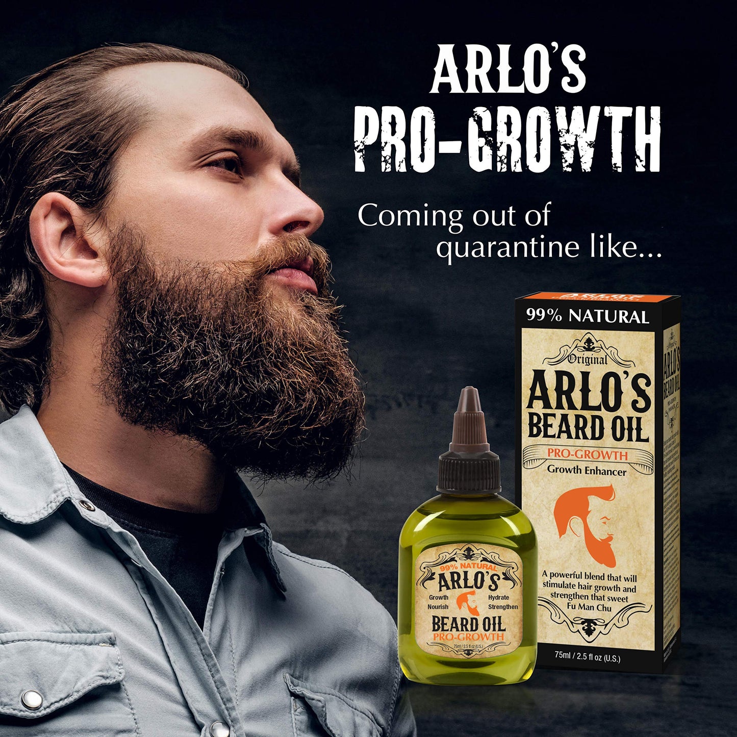 Arlo's Pro Growth Beard Oil - Vanilla Sandalwood 2.5 oz. - Promotes Beard Hair Growth