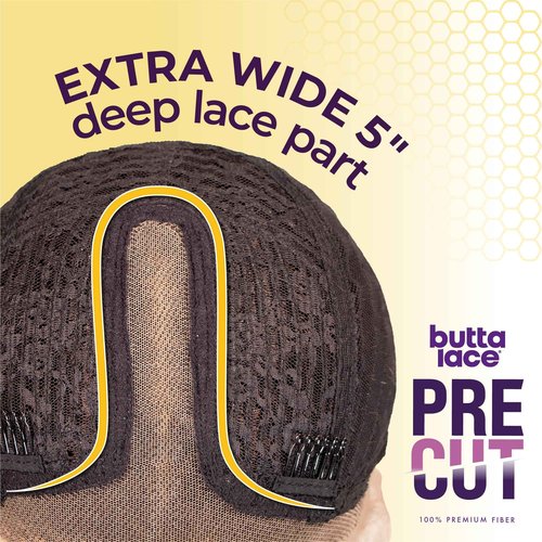 Sensationnel Butta Lace Precut Wigs - Unit 2 Glueless Extra Wide 5 Inch Deep Parting Synthetic Pre Tweezed Smaller Knot Hairline (2 DARKBROWN)