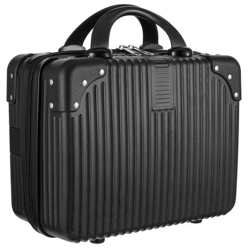 wutfuooo 14 Inch Hard Shell Makeup Case, Portable Mini Makeup Suitcase for Hand Luggage with Elastic Band, Pressure-proof Makeup Carrying Case, Lightweight Small Hard Shell Cosmetic Travel Case