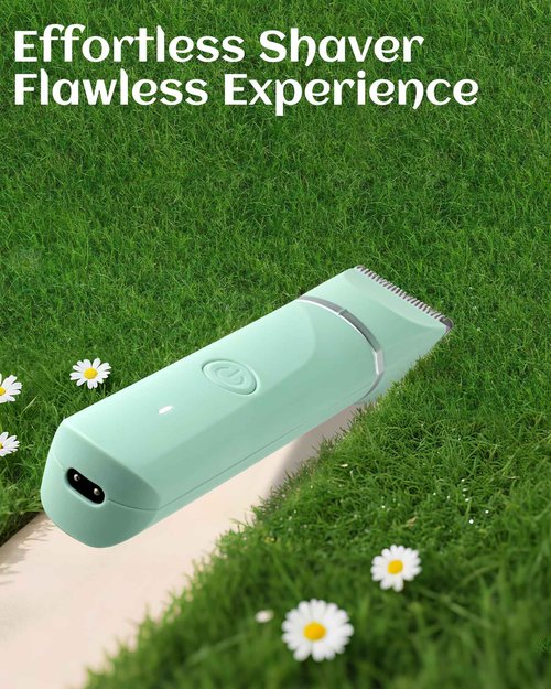 Waterproof Bikini Trimmer Women Electric Razor for Pubic Hair Women's Foil Shaver Rechargeable Shaver Removal with Snap-in Ceramic Blades IP7X Washable Head,Wet and Dry Use,Green