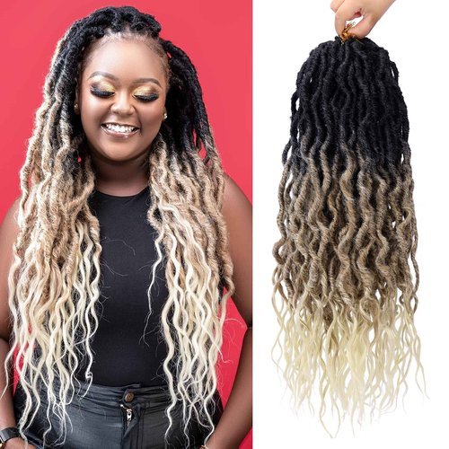 LOSMOEER 6 Packs Faux Locs Crochet Hair 24 Inch Soft Locs Crochet Braid Pre Looped Goddess Locs Crochet Hair for Women Queen Locs Crochet Braids with Curly Ends Synthetic Braiding Hair Extensions