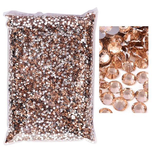 Blinginbox 50000pcs Flatback Rhinestones,Resin Non Hotfix Rhinestones Large Quantity Wholesale for Crafts DIY Creative Design,Clothes,Makeup,Nail Art (3mm=0.12", Champagne)