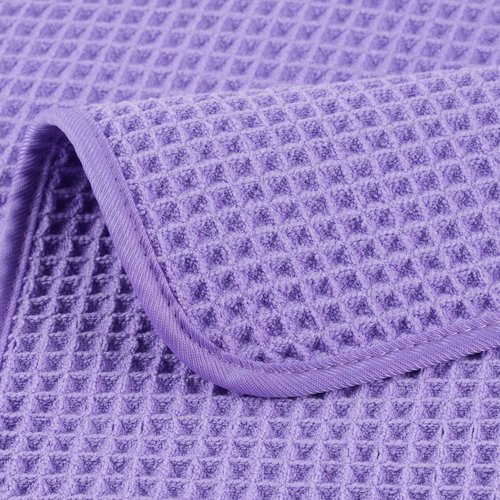 POLYTE Microfiber Lint Free Washcloth Face Towel, 13 x 13 in, 4 Pack (Waffle Weave)