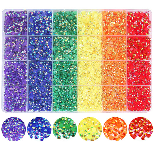 RODAKY Resin Rhinestones Kits 2/3/4/5mm Flatback Jelly Rhinestones Bulk Bedazzling Crystal Gems Beads Stone for Manicure DIY Crafts Mugs Bottles Tumblers Clothes Face Makeup (Rainbow)