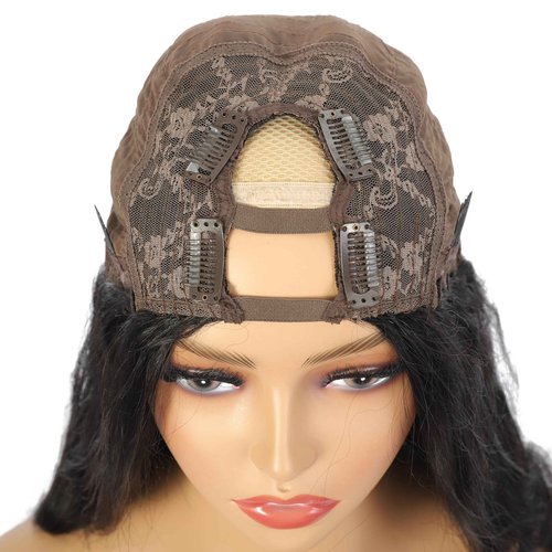 Amella Human Hair U Part Wig Body Wave Wigs for Black Women 150% Density U Shape Clip in Half Wig Glueless Wigs Full Head (16inch, Body Wave)
