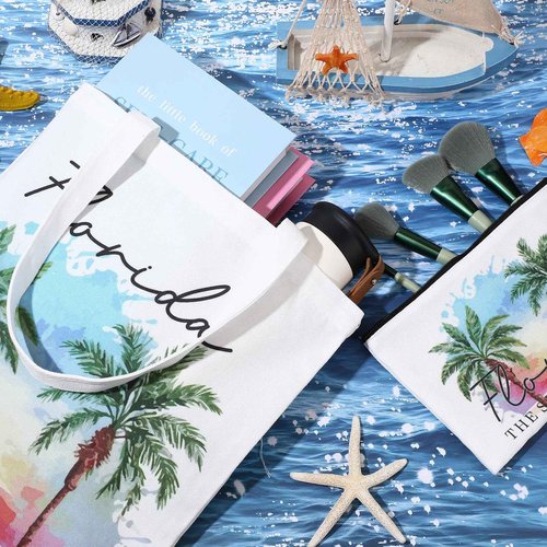 Reginary 10 Pcs Florida Souvenirs Gifts Florida Tote Bag and Cosmetic Bags for Women Travel Souvenir Gift