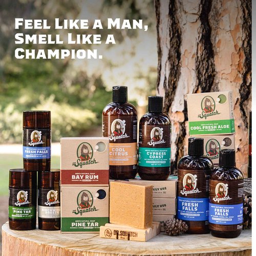 Dr. Squatch Basic Squatch Forest Pack - Pine Tar and Birchwood Breeze - Handmade Bar Soap With Organic Oils, Soap Gripper and Saver