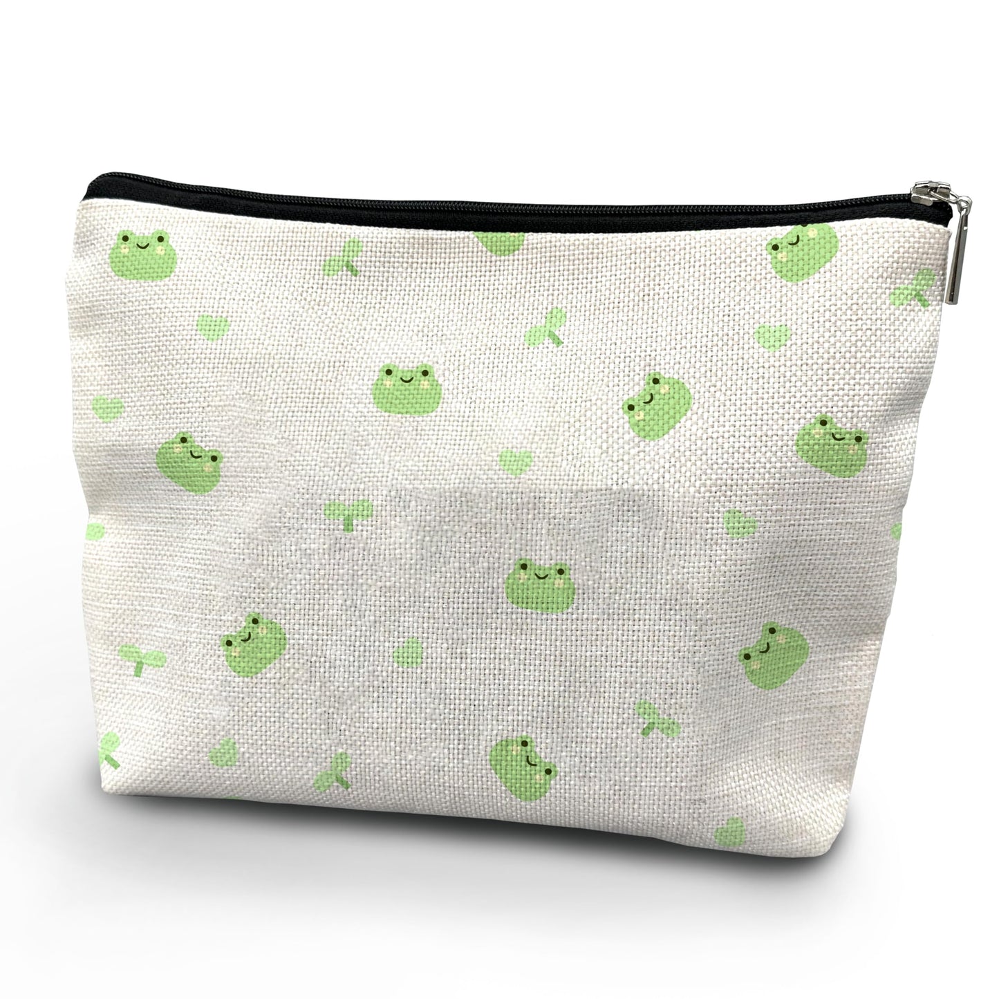 NATSUNO Frog Makeup Bag,Frog Cosmetic Bag,Frog Make Up Bag,Cute Makeup Bags,White Makeup Bag,Girls Makeup Bag,Makeup For Girls,Girls Makeup Bag,Frog Lover Gifts,Small Makeup Bag