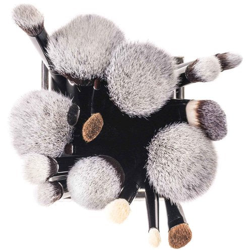 SHANY Artisan’s Easel Bamboo – Elite Cosmetics Brush Collection - Complete Kabuki Makeup Brush Set with Standing Convertible Brush Holder - 18 pcs (BLACK) (BLACK PURPLE)