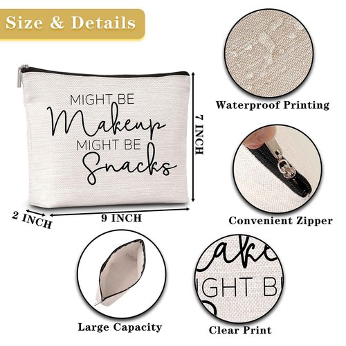 GREOXG Makeup Bag Gifts for Women Who Have Everything, Might Be Makeup Might Be Snacks Travel Cosmetic Bag, Friendship Gifts for Girls Teens Women Birthday Christmas Graduation-A03