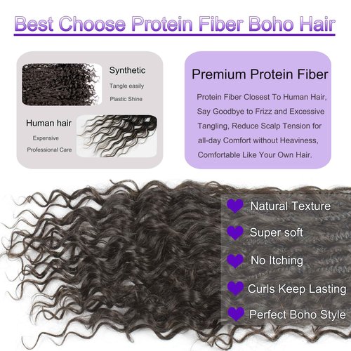 Goddess Box Braids Crochet Hair 14 inch Pure Protein Fiber Close to Human Hair 8 packs Boho Crochet Braids for Black Women Pre looped Bohemian Box Braid with Curly Ends Hair Extensions(14 inch, #4)