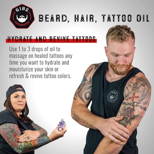 GIBS Grooming Alpha Male Beard, Hair & Tattoo Oil, 1 Fl Oz