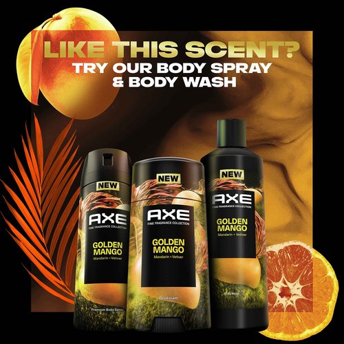 AXE Fine Fragrance Collection Deodorant Stick Golden Mango 4 count with 48H Freshness and Odor Protection Deo Stick Infused With Mango, Mandarin, and Vetiver Essential Oils 2.6 oz