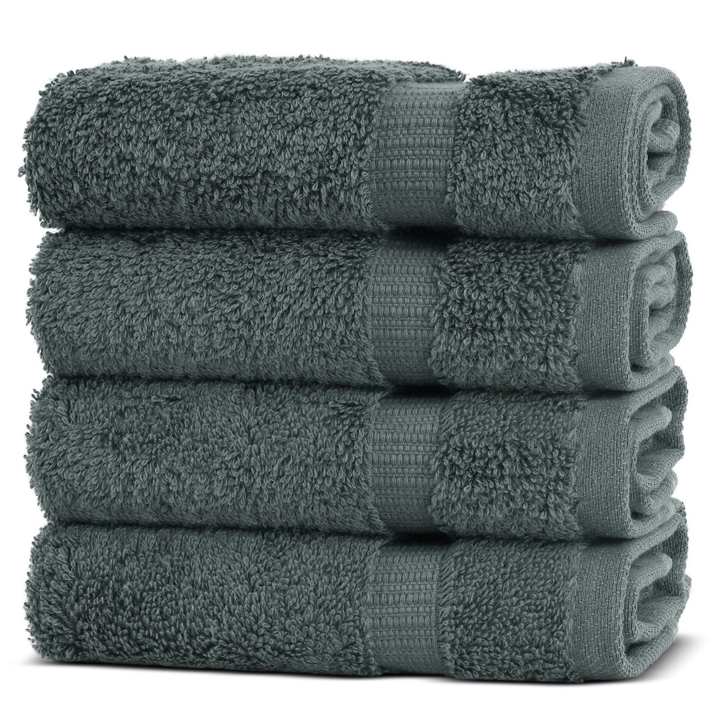 Chakir Turkish Linens | Hotel & Spa Quality 100% Cotton Premium Turkish Towels | Soft & Absorbent (4-Piece Washcloths, Dark Gray)