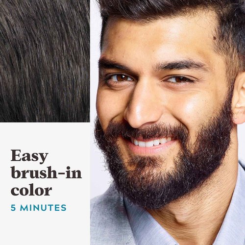 Just For Men Mustache & Beard, Beard Coloring for Gray Hair with Brush, With Keratin Biotin Aloe and Coconut Oil for Healthy Facial Hair - Darkest Brown, M-50, Pack of 3 (Packaging May Vary)
