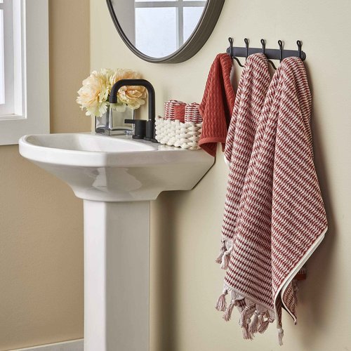 SKL Home Longborough 100% Turkish Cotton Premium 4-Piece Washcloth Set, 520 GSM, Soft & Absorbent Jacquard, Spice