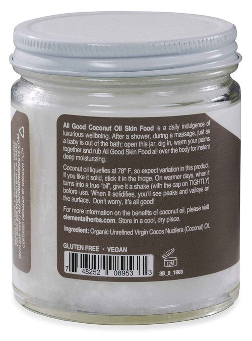 All Good Organic Coconut Oil Skin Food - Natural Moisturizing Skin Care - Non GMO - Vegan (2-Pack) (Coconut)
