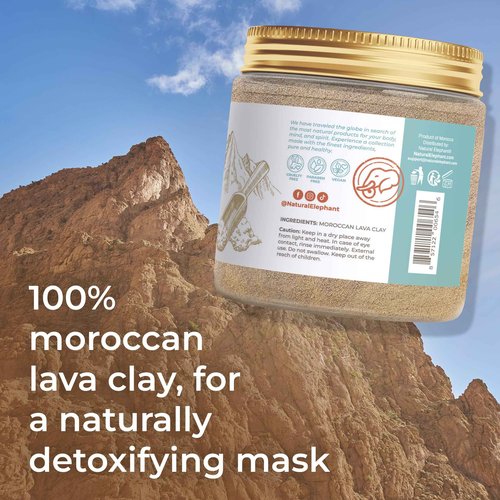 Natural Elephant Ghassoul (Rhassoul) Moroccan Lava Clay Powder | 100% Pure & Natural Face & Body Mask Powder | 200g Jar Pack of 2 7oz Jars