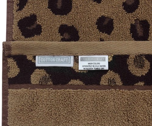 COTTON CRAFT Wash Cloth - Set of 12 Animal Print Safari Decorative Washcloth - 100% Cotton Jacquard Bathroom Face Towel Set - Super Soft Quick Dry Absorbent Luxury Guest Towel - Easy Care - 12 x 12