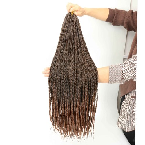 Ombre Brown Crochet Box Braid 30inch 6 Packs Midium Size Premium Synthetic Crochet Braids Waist Length Individually Prelooped Handmade Soft Braids Hair Extension For Girls Women(30inch M1B30)