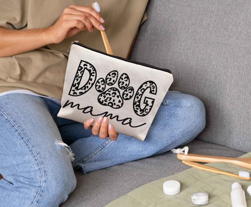 uinwk Dog Mom Makeup Bag, Animal Lovers Gift for Women