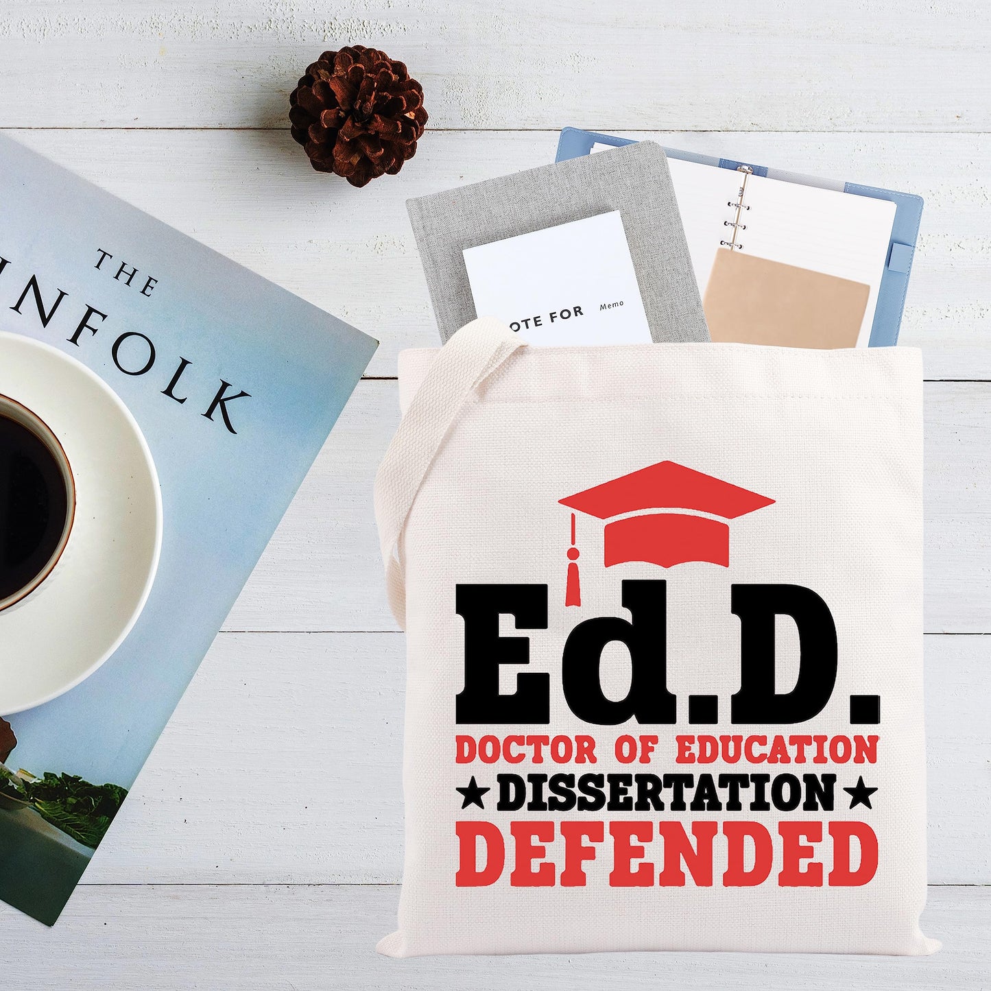 CMNIM EdD Gift Doctor Of Education Dissertation Defended Makeup Bag for Doctorate Graduation Gift for Her (EdD TB)