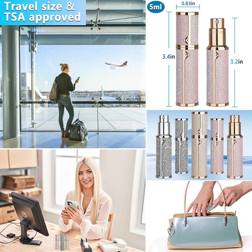 Qavhun Refillable Travel Perfume Atomizer Bottle - 5ml Luxury Pocket Perfume Dispenser Pump, Travel Perfume Atomiser, Cologne Dispenser, Portable Size Sprayer Bottle for Traveling (Pink - 1)