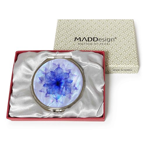 MADDesign Mother of Pearl Compact Makeup Travel Mirror (Flower Petals Purple)