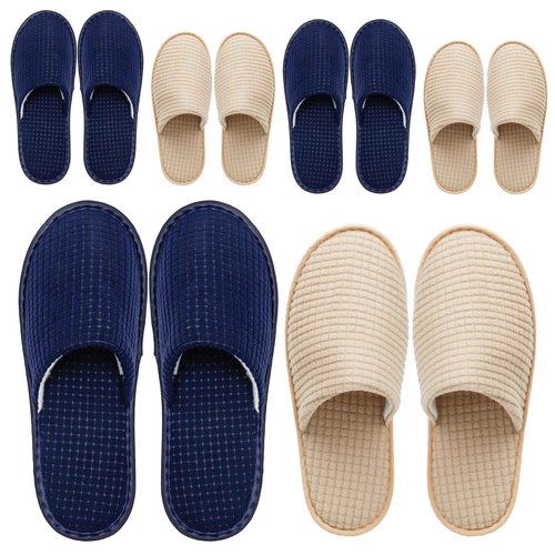 OSTADARRA 6 Pairs Spa Slippers, Non Slip Disposable Slippers For Guest, Washable Reusable, Which Can Be Used As Women Men, House, Indoor, Bathroom, Bedroom, Hotel, Bride Slippers (2 sizes)