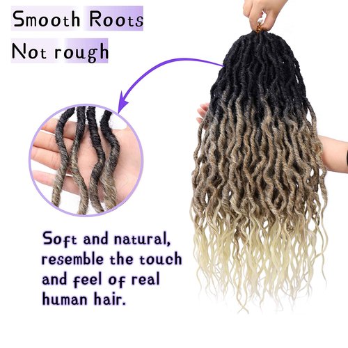 LOSMOEER 6 Packs Faux Locs Crochet Hair 24 Inch Soft Locs Crochet Braid Pre Looped Goddess Locs Crochet Hair for Women Queen Locs Crochet Braids with Curly Ends Synthetic Braiding Hair Extensions