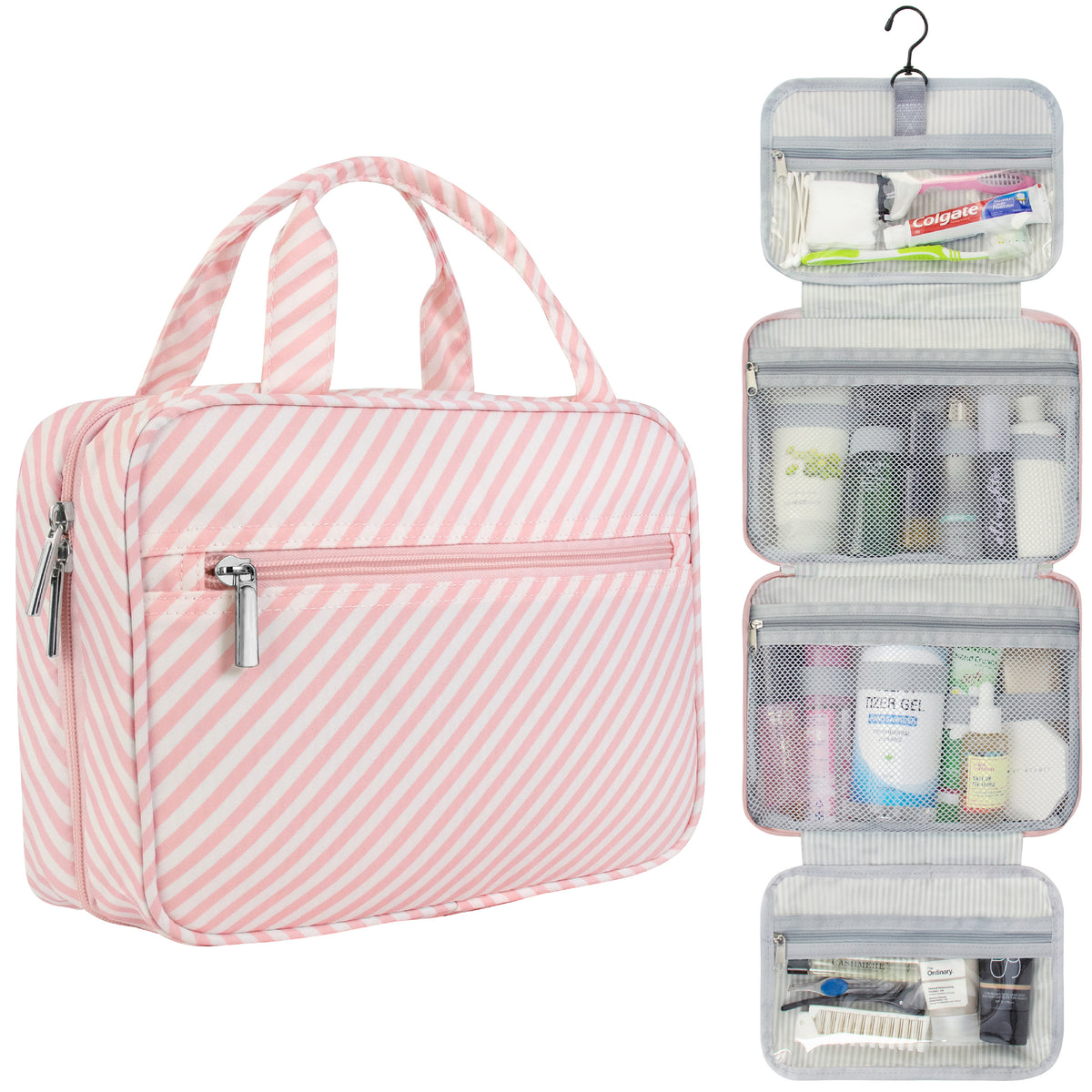 Travel Toiletry Bag with Hanging Hook Water-Resistant Organizer Pouch