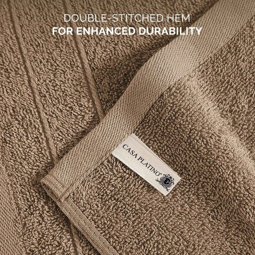 Casa Platino Washcloths 12 Pack - Spa & Salon Quality - 100% Ring Spun Mercerized Cotton Face Towels - Very Soft & Absorbent Wash Cloths for Body, Beauty, Home, Gym - Fingertip Towels - 13"x13", Taupe