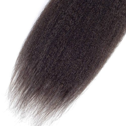 InsQueen 16 Inch Kinky Straight Human Hair Bundles 100% Unprocessed Brazilian Remy Soft Yaki 1 Bundle Human Hair, Remy Human Hair Extensions