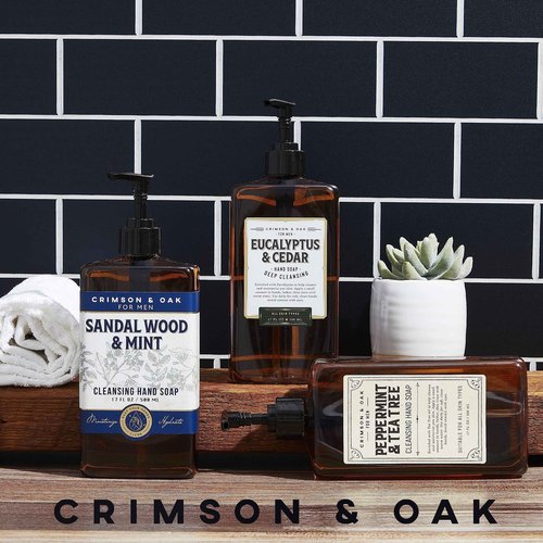 Body Prescriptions Crimson & Oak Men's Deep Cleansing Hand Soap with Pump Dispenser, 17 Fl Oz (Pack of 3), Multi