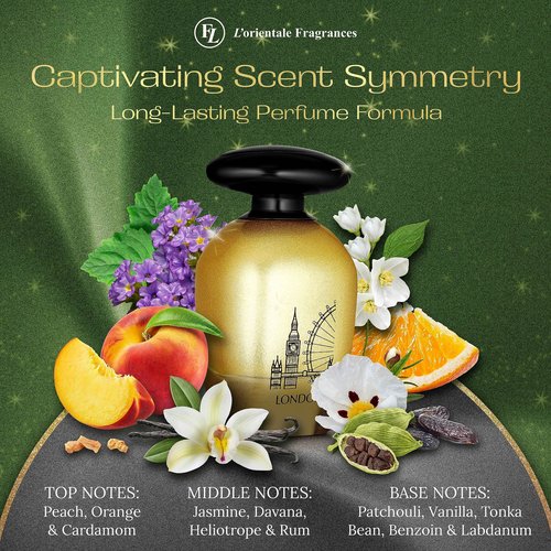 L'Orientale Fragrances Night De Paris London 100ml / 3.3oz - Oil-Based Perfumes for Women & Men, Unisex Amber Spicy Eau de Parfum - Long-Lasting Up to 24 Hours, Ideal for All Seasons