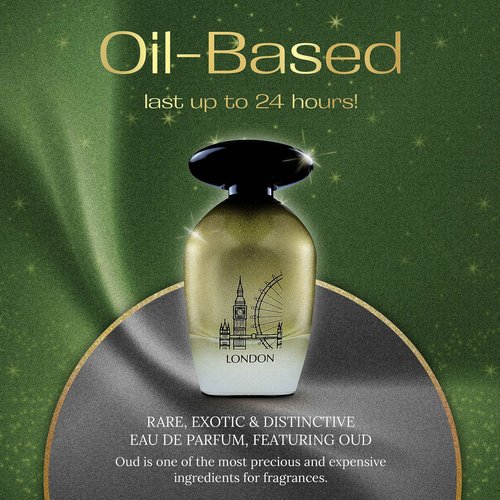 L'Orientale Fragrances Night De Paris London 100ml / 3.3oz - Oil-Based Perfumes for Women & Men, Unisex Amber Spicy Eau de Parfum - Long-Lasting Up to 24 Hours, Ideal for All Seasons