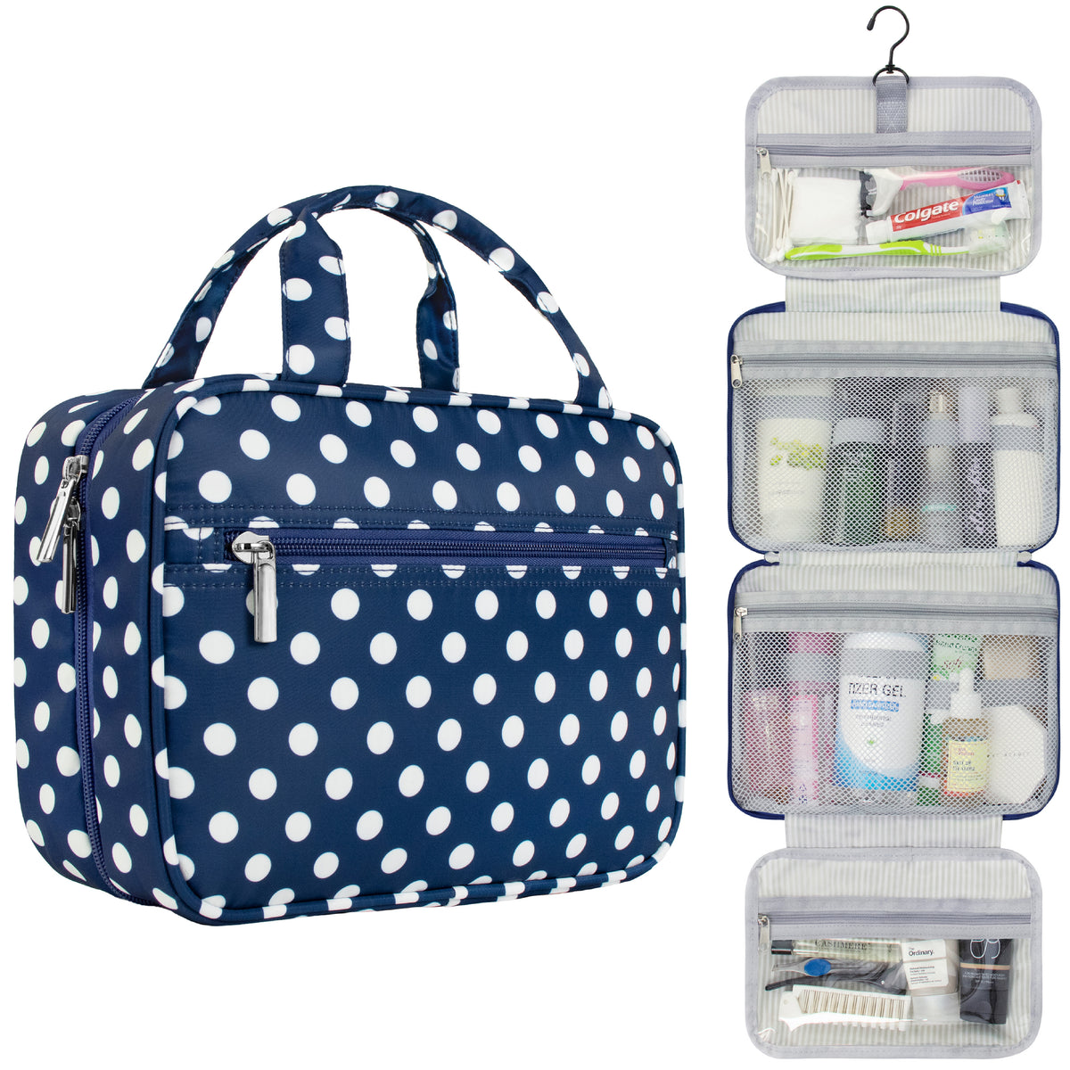 Travel Toiletry Bag with Hanging Hook Water-Resistant Organizer Pouch