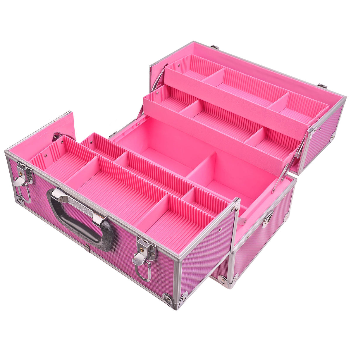 Professional Makeup Train Case with Shoulder Strap and Locks - High Capacity Storage