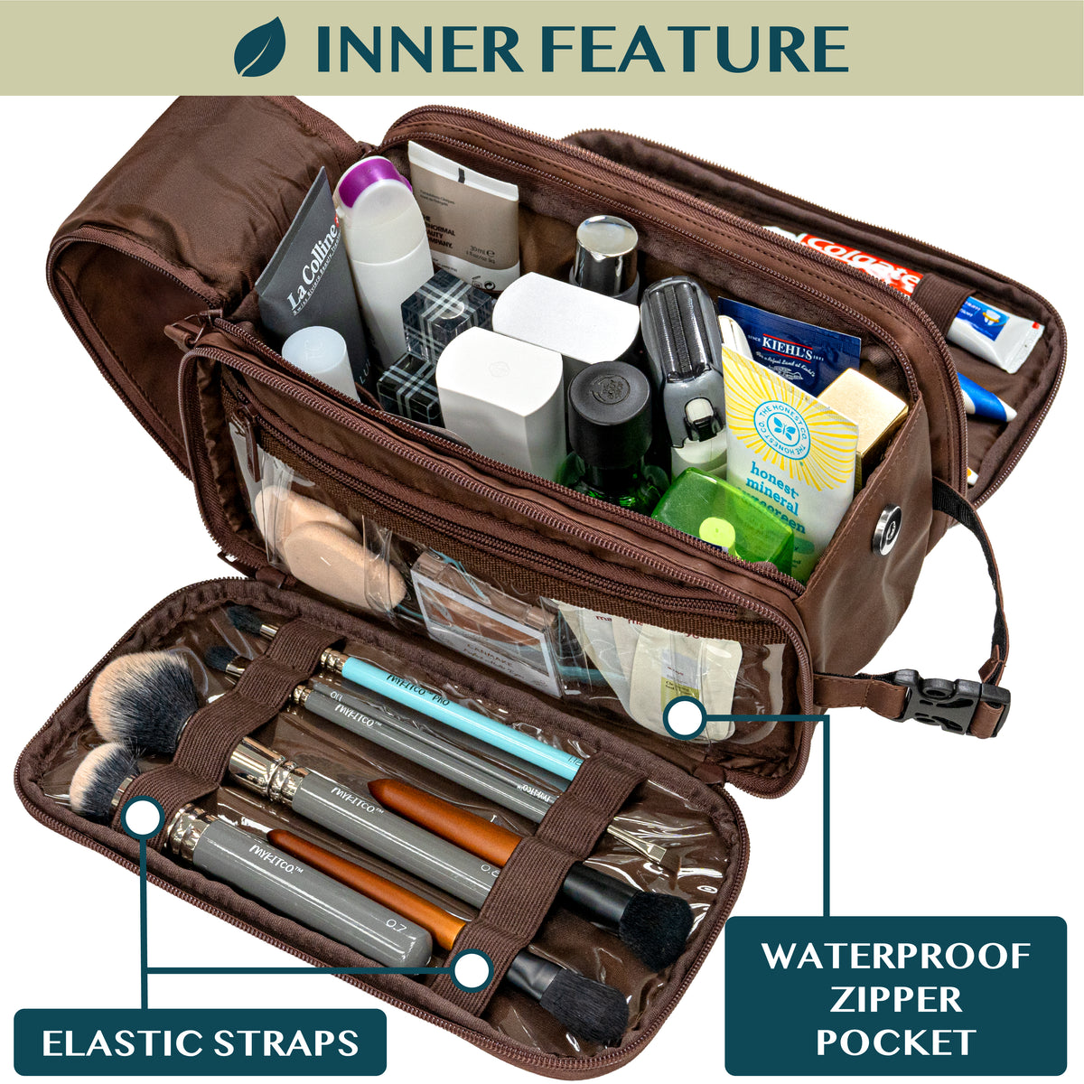 Travel Toiletry Bag Organizer for Men and Women Waterproof Cosmetic and Shaving Kit