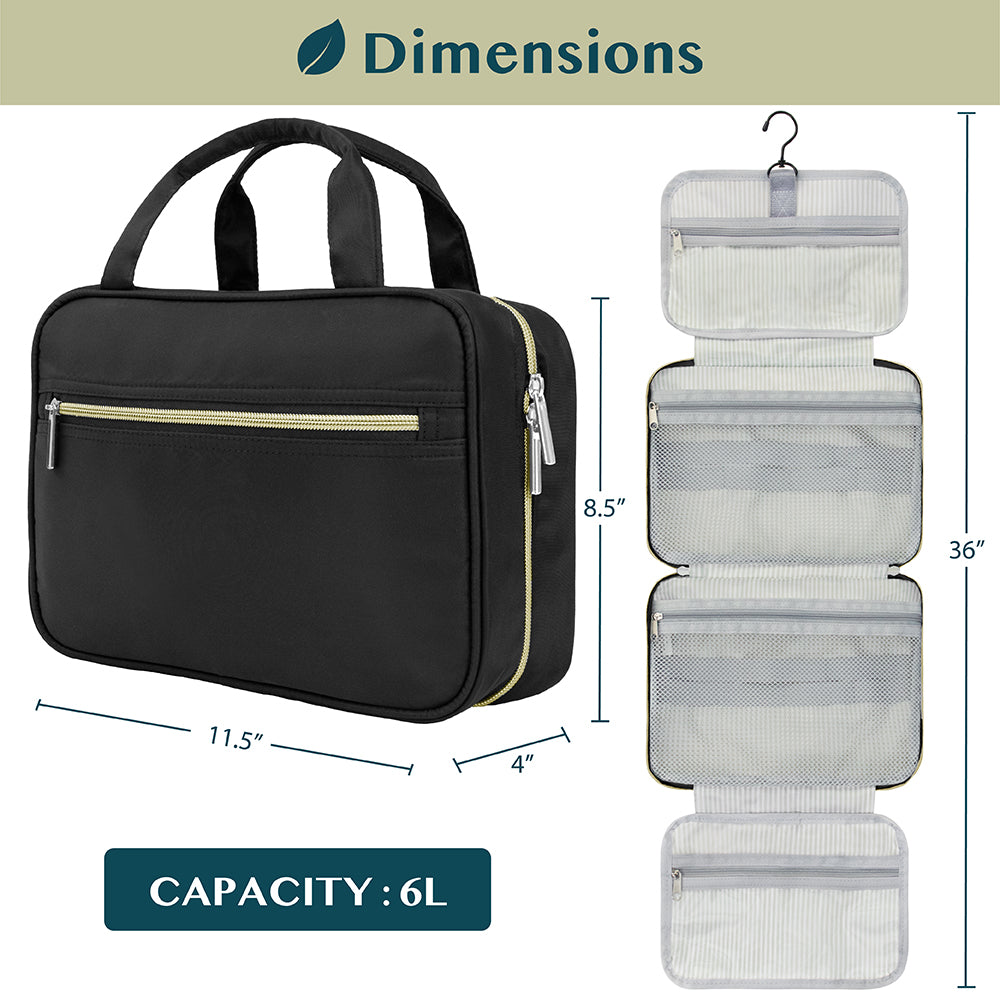 Travel Toiletry Bag with Hanging Hook Water-Resistant Organizer Pouch