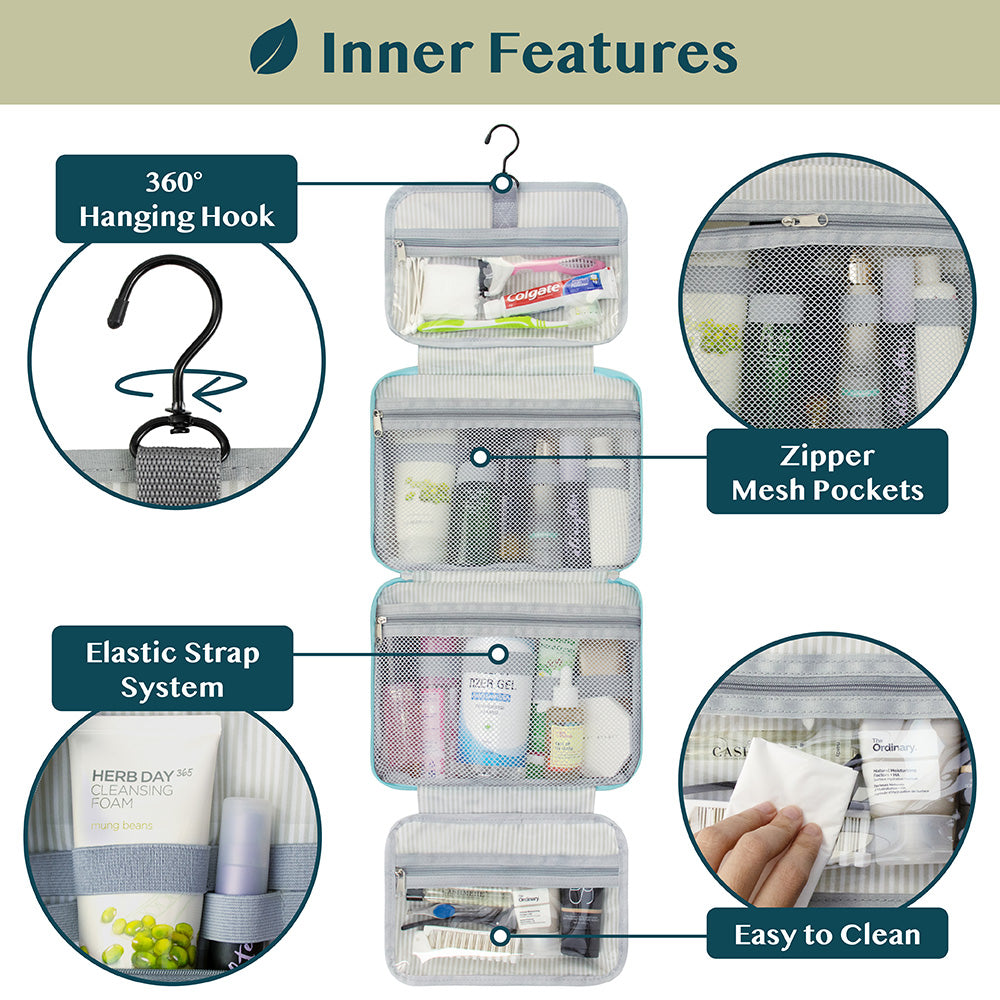 Travel Toiletry Bag with Hanging Hook Water-Resistant Organizer Pouch