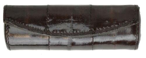 Genuine Eel Skin Lipstick Case with Mirror and Button Closure - Compact and Stylish