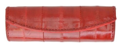 Genuine Eel Skin Lipstick Case with Mirror and Button Closure - Compact and Stylish