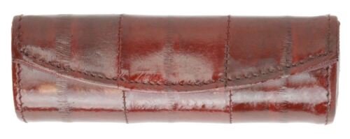 Genuine Eel Skin Lipstick Case with Mirror and Button Closure - Compact and Stylish