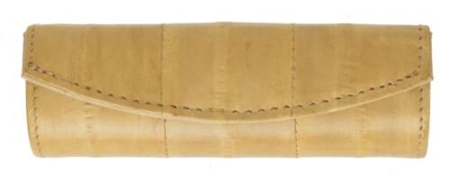 Genuine Eel Skin Lipstick Case with Mirror and Button Closure - Compact and Stylish